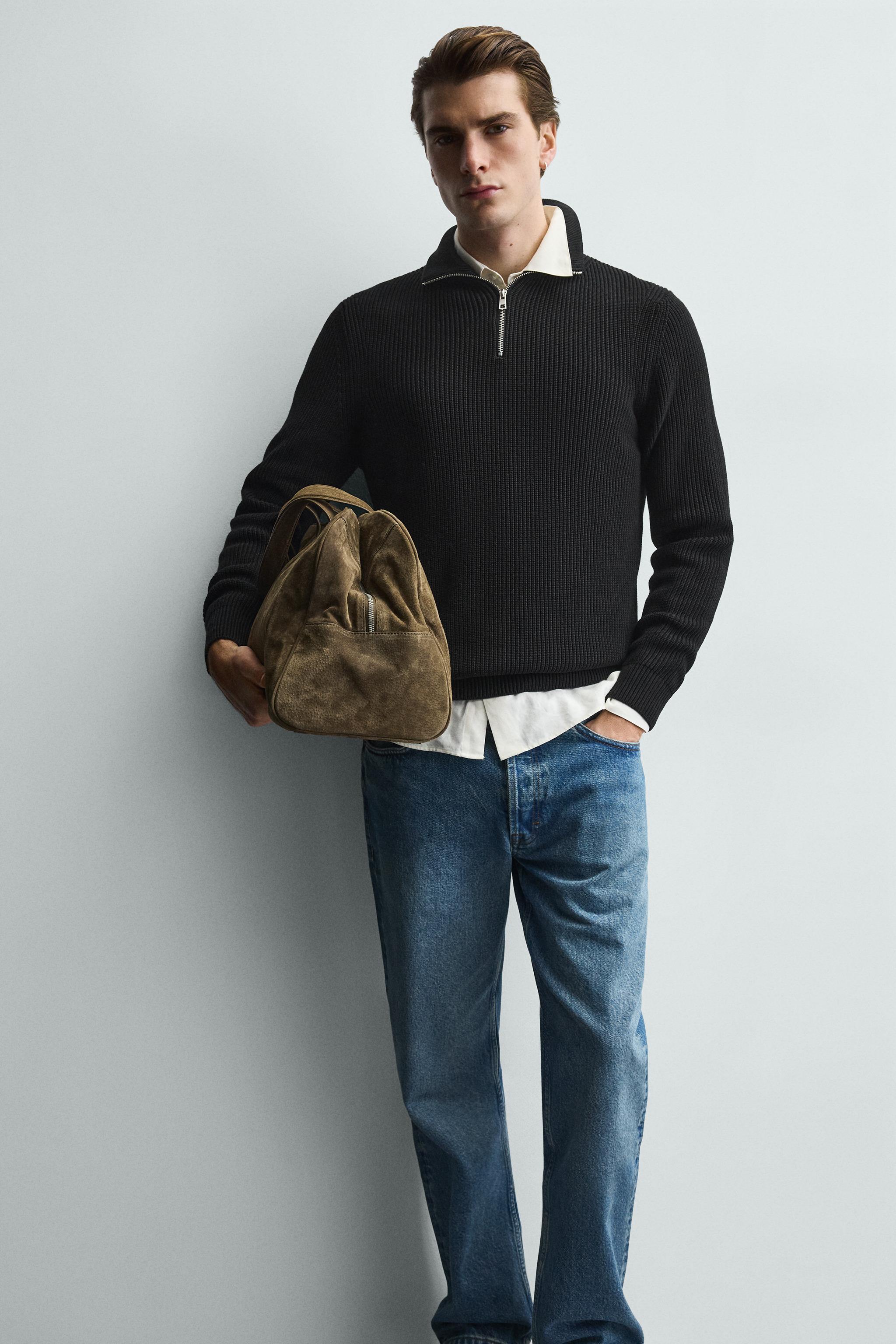 PURL KNIT QUARTER-ZIP JUMPER